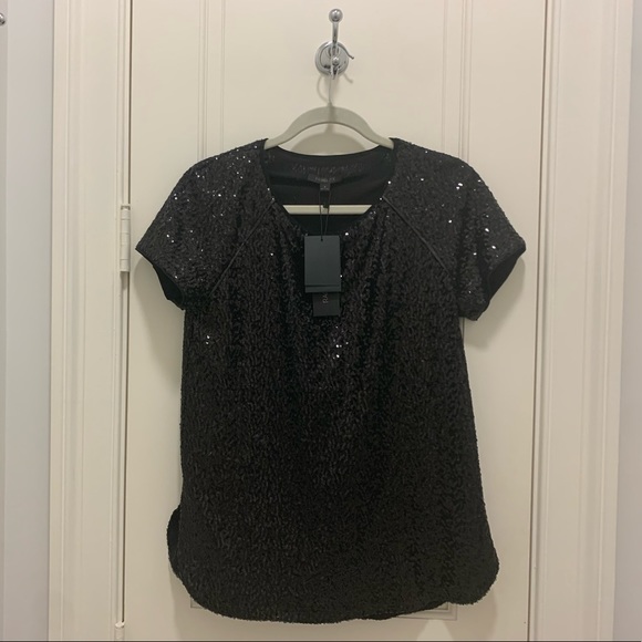 *BNWT*RACHEL ZOE-BLACK SEQUIN/SPARKLY RAGLAN DRESSY FANCY GOING OUT SHIRT/TOP 4 - Picture 7 of 12